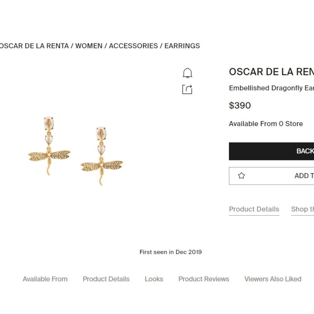 Oscar de la Renta Gold dragonfly drop earrings NEW - Picture 5 of 11
